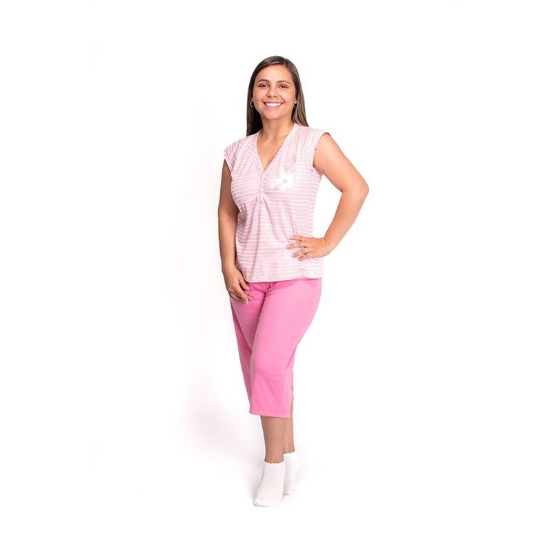 ROMANELLA - Conjunto Pijama Capri Fiorela  Romanella - Rosada_.