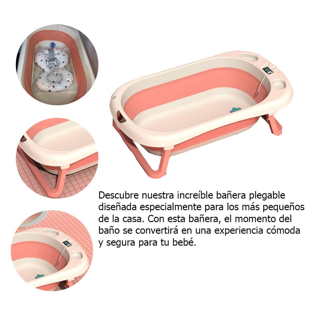 GENERICO - Bañera Plegable para bebé  ROSADA