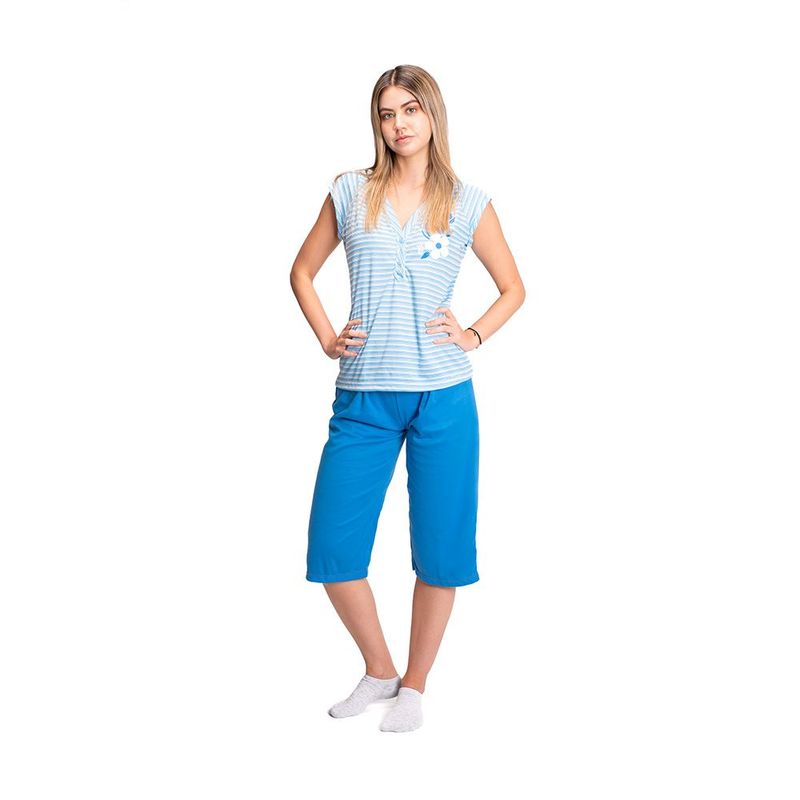 ROMANELLA - Conjunto Pijama Capri Fiorela  Romanella - Azul