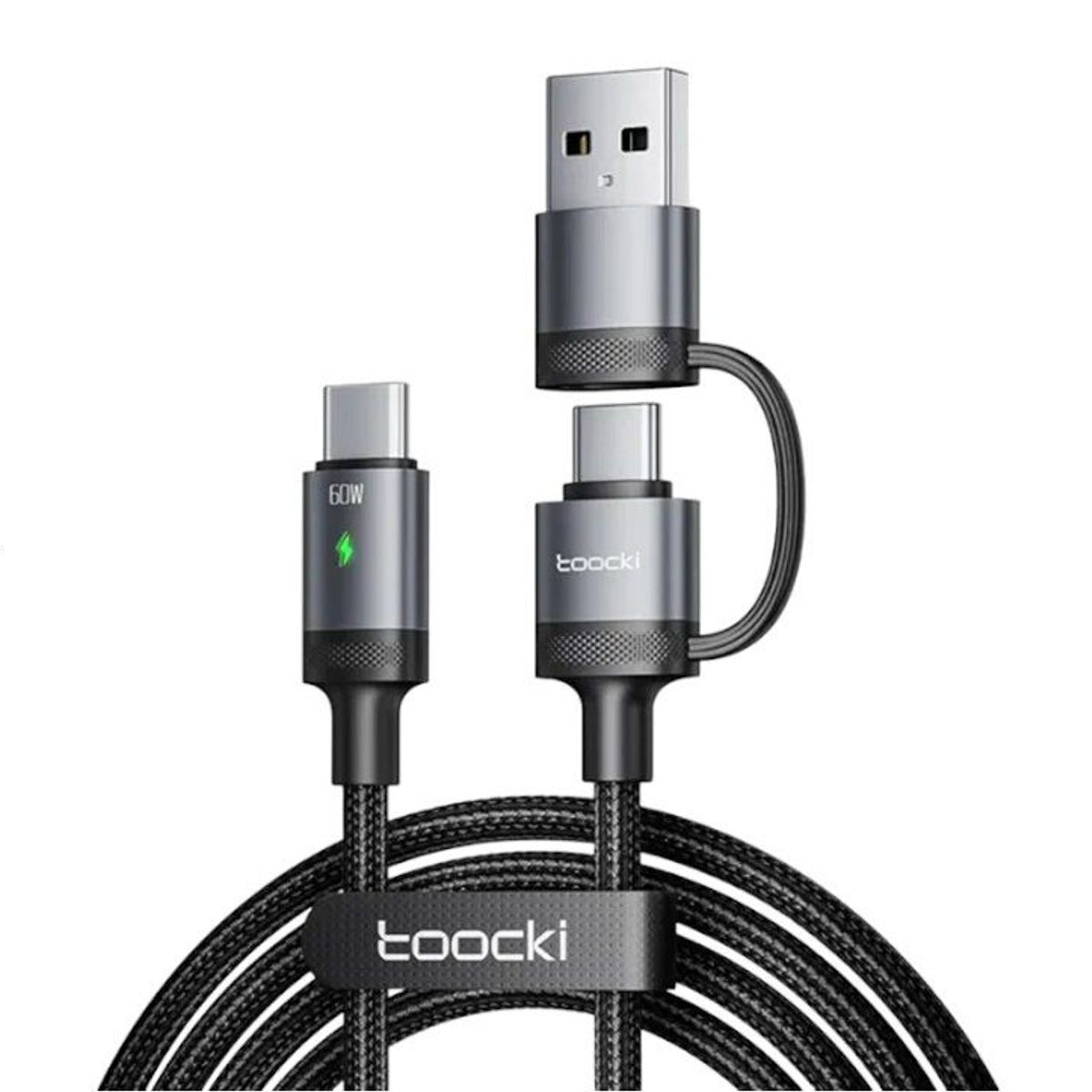 GENERICO - Cable de carga rapida Toocki USB 2 en 1 PD 60W tipo C a tipo C