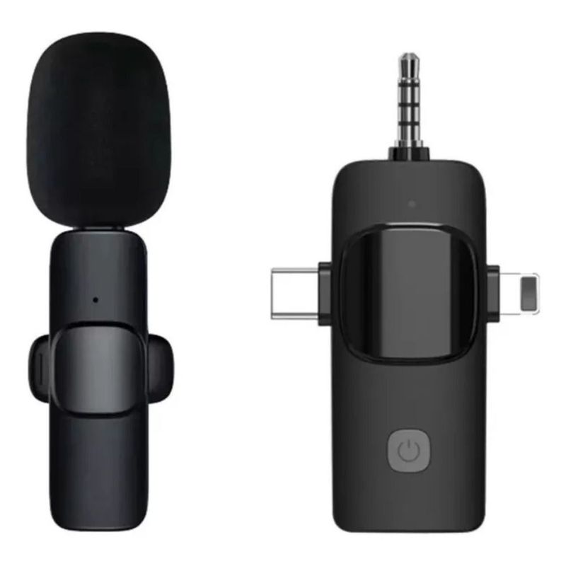 GENERICO - 1 Micrófono K15 Solapa Inalámbrico 3 En 1 Tipo C iPhone 3.5 Mm
