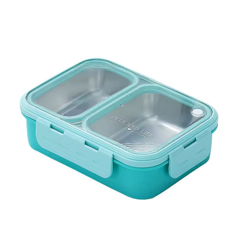 GENERICO - PORTA COMIDAS 2 ESPACIOS PORTÁTIL HERMÉTICO ACERO INOXIDABLE