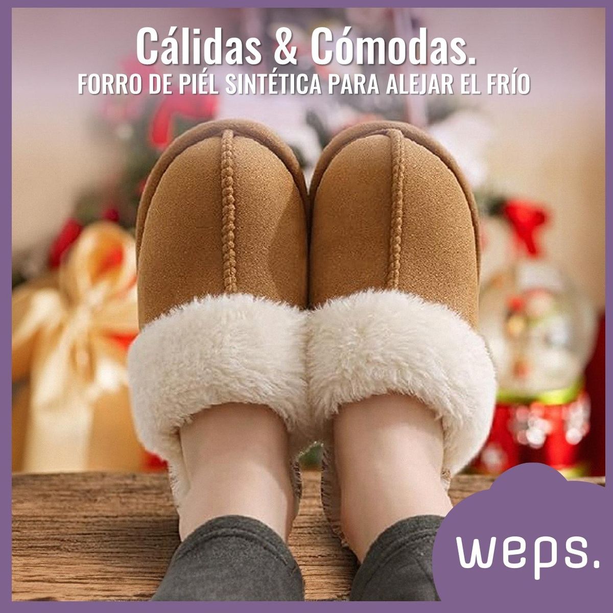 CASATUA - Pantuflas Termicas Tipo Felpa Slip-On Antideslizantes Weps.-