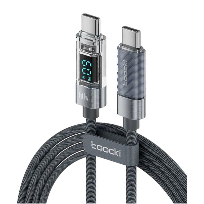 GENERICO - Cable de carga rapida Toocki Tipo C a Tipo C 60W Pantalla LED