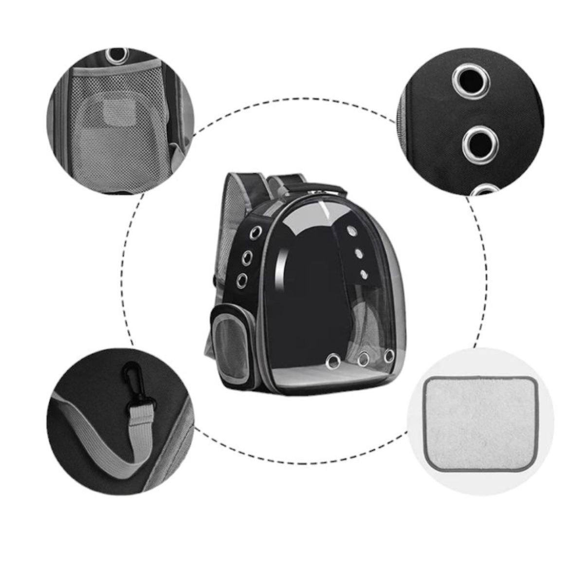 GENERICO - Maleta Para Mascotas Perro O Gato Morral Mochila Negra