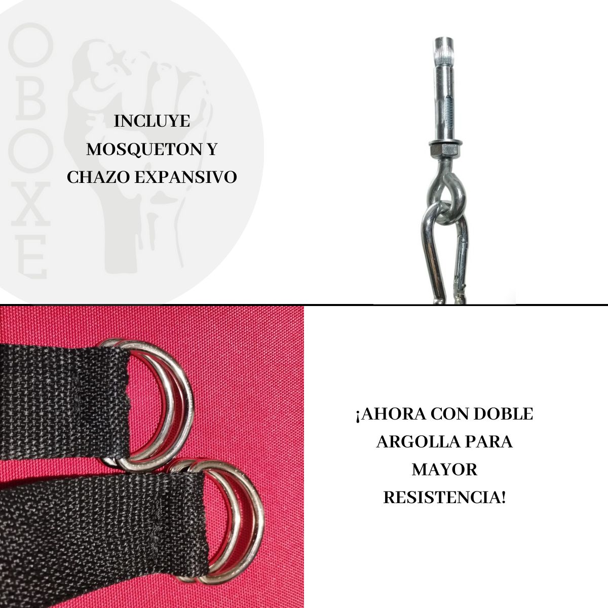 GENERICO - Saco De Boxeo Tula Profesional Mma1mX34+Mosquetón-Chazo rojo