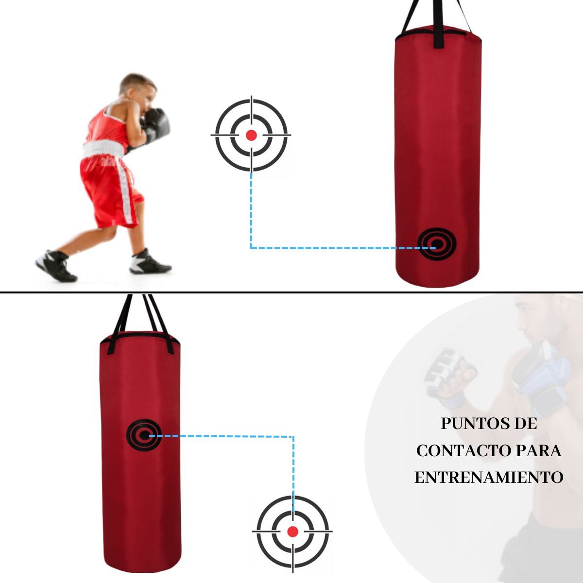 GENERICO - Saco De Boxeo Niño Tula Profesional Mma 70cmX34+Mosquetón RE