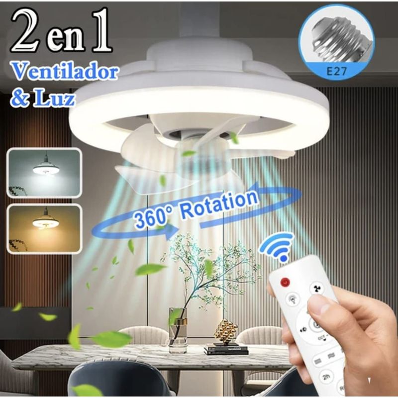 GENERICO - Ventilador de techo aire luz led con control 2 en 1