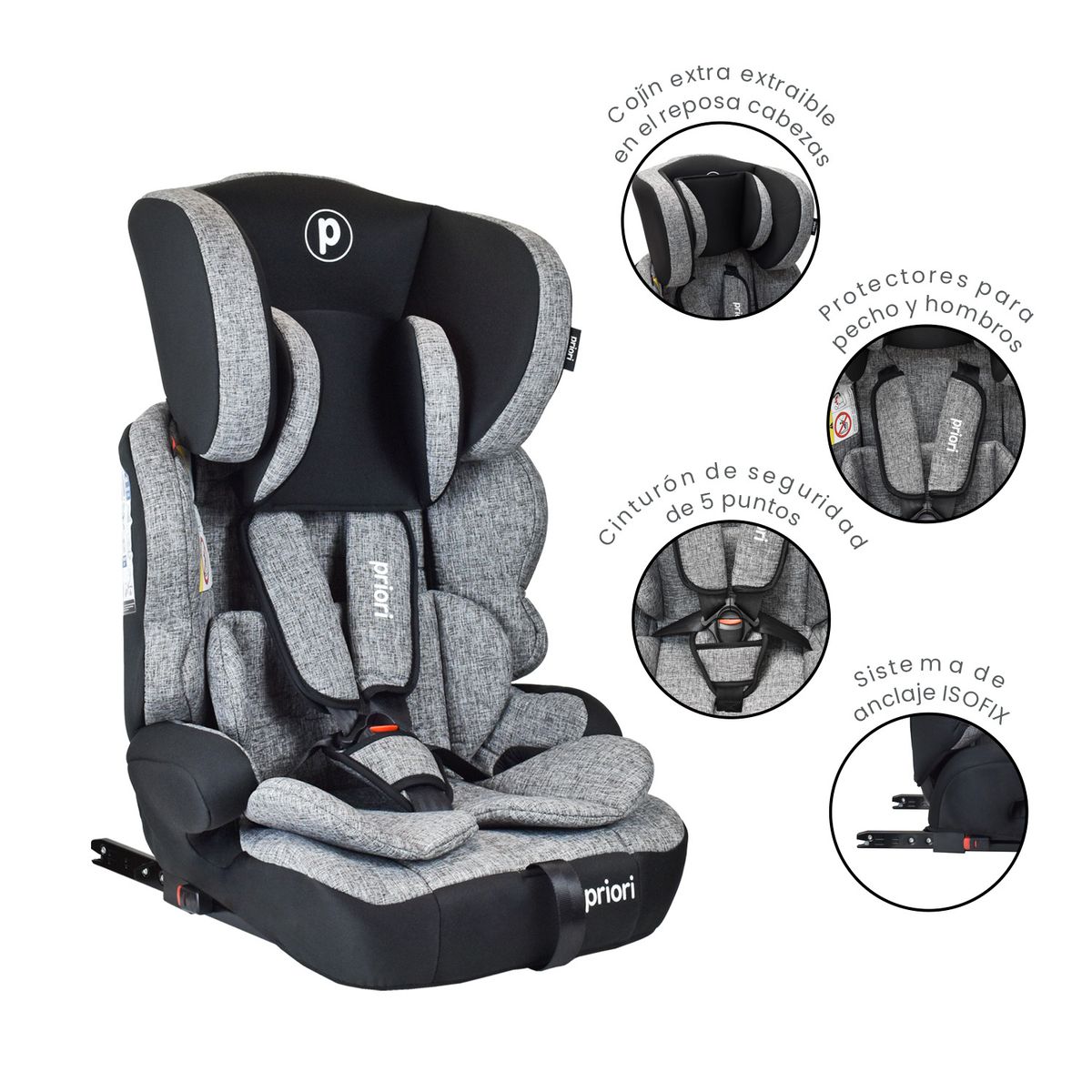 PRIORI - Silla de Carro Bebe Priori Thunder Con Isofix Gris