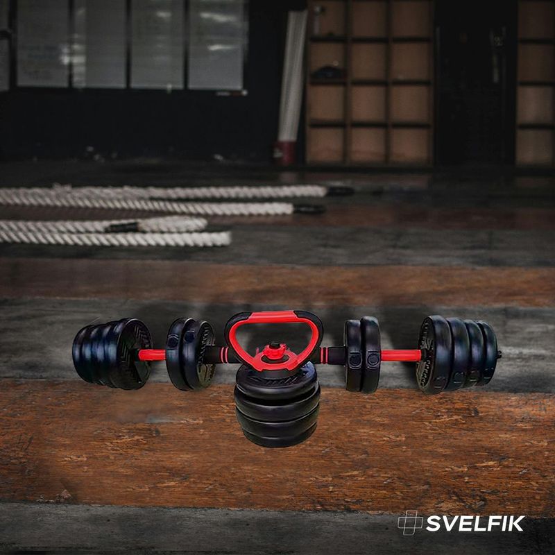 KIT DE PESAS CONVERTIBLE MANCUERNAS BARRA 40 KG- GENERICO