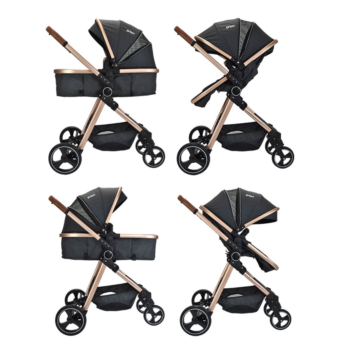 PRIORI - Coche Para Bebé Moises Priori Mike Cs Gris Oscuro