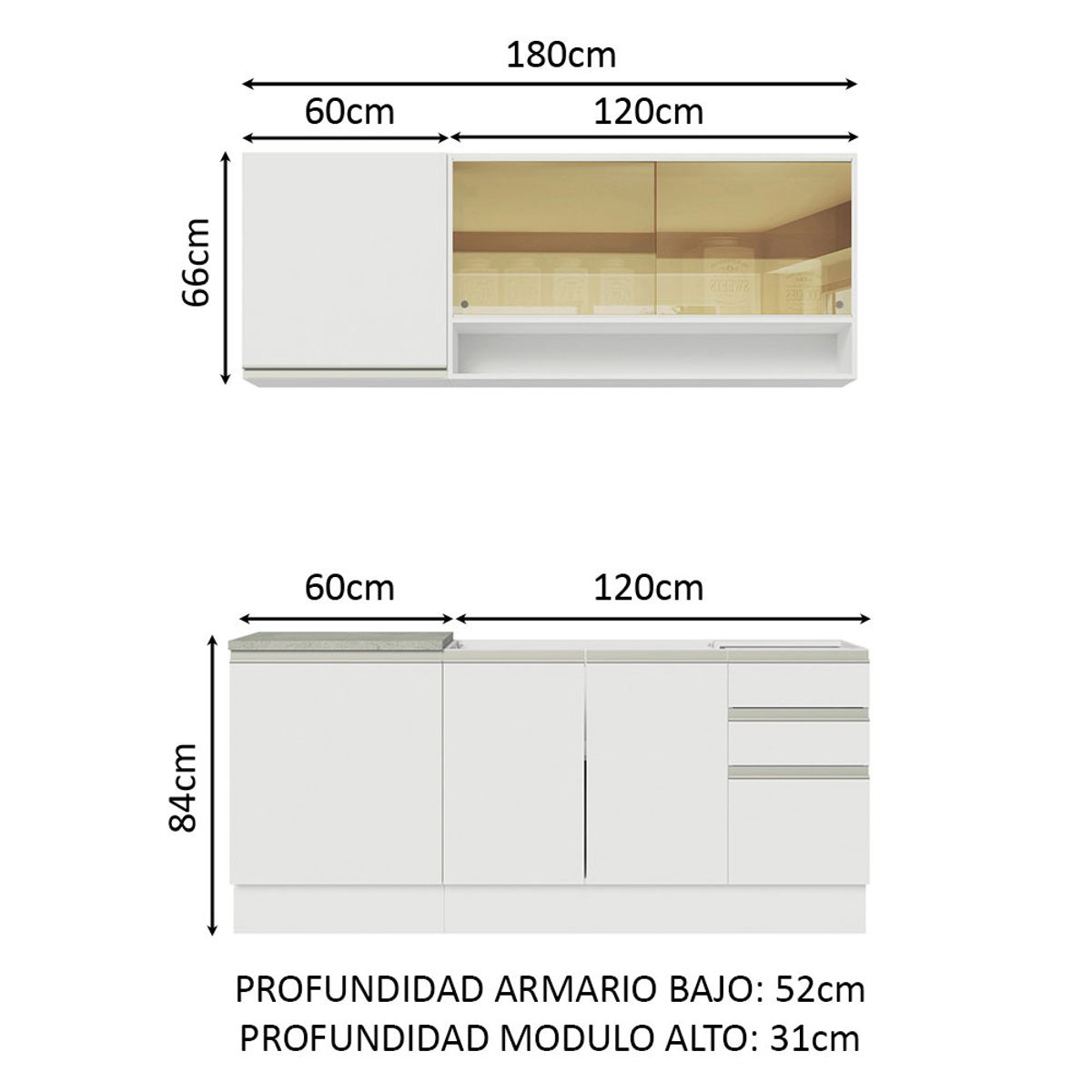 MADESA - Cocina Integral Glamy 1.80 Metros 06
