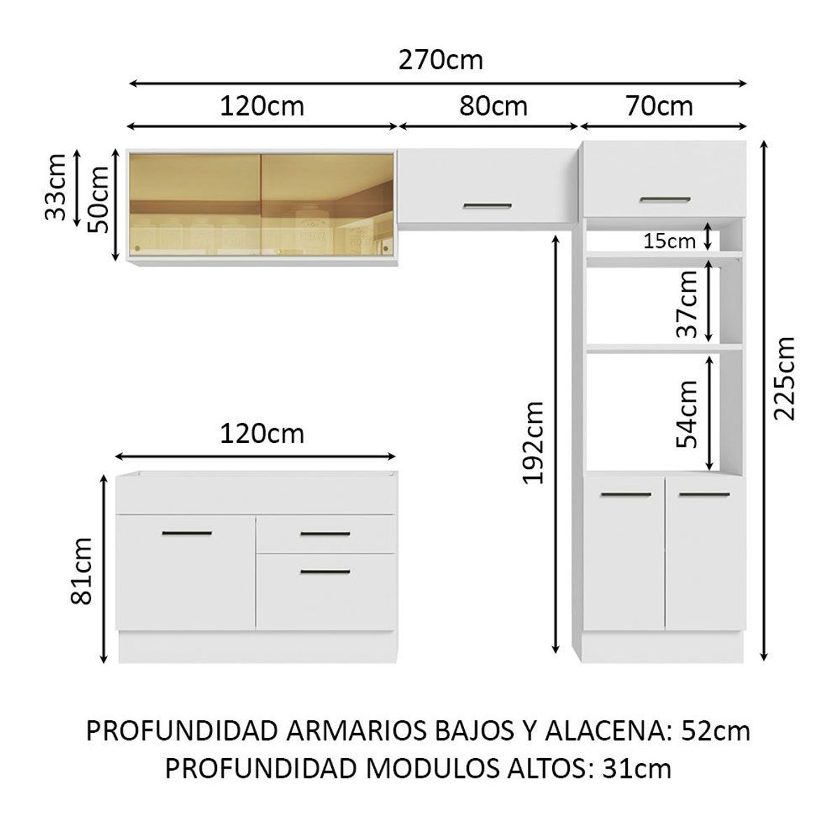 MADESA - Cocina Integral Agata 2.70 Metros Blanco 05
