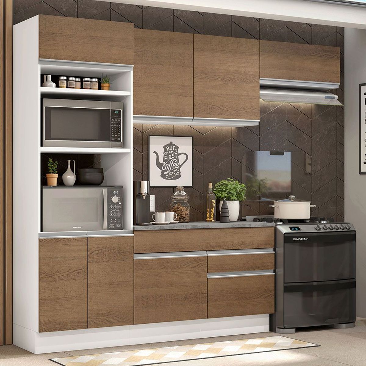MADESA - Cocina Integral Glamy 2.70 m con Encimera Blanco/Marrón 14