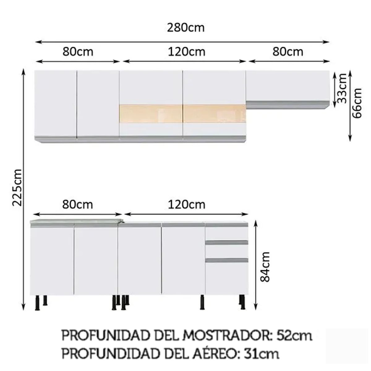 MADESA - Cocina Integral Marcela 2.80 Metros SR