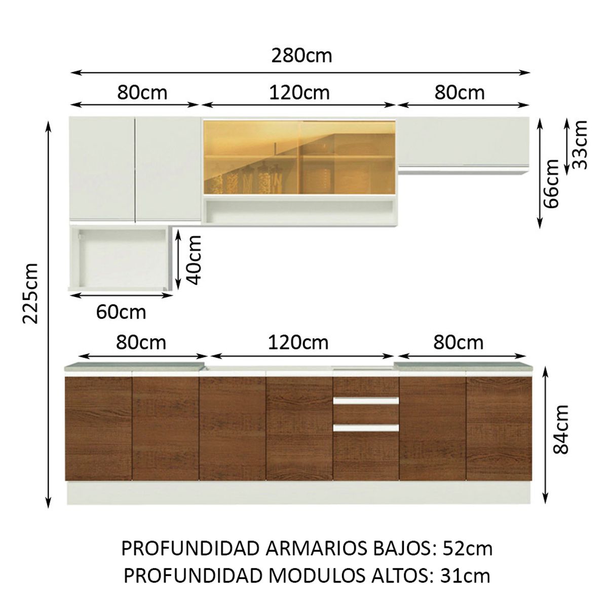MADESA - Cocina Integral Genova 2.80 Metros