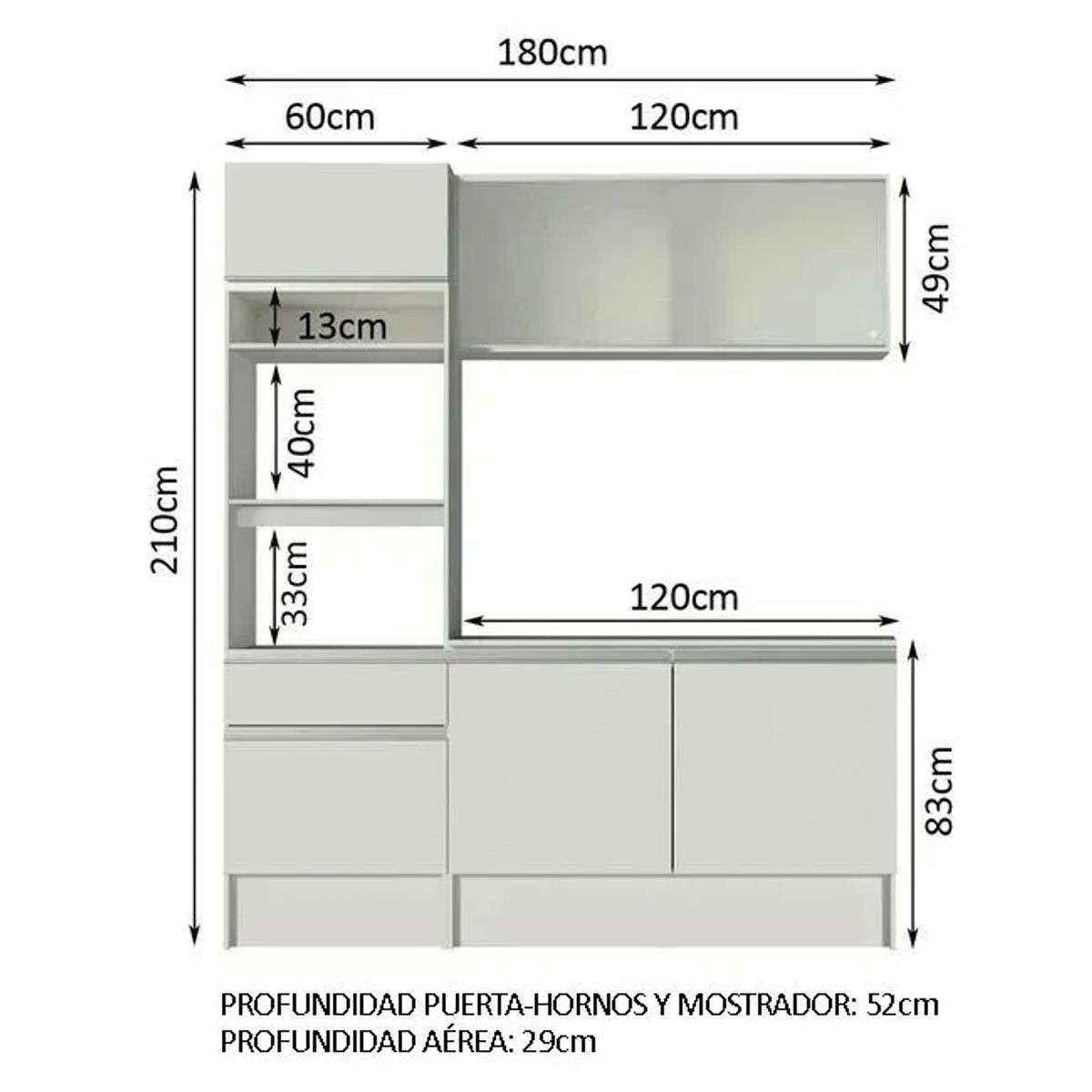 MADESA - Cocina Integral Topazio Pop 1.80 m con Encimera Blanco