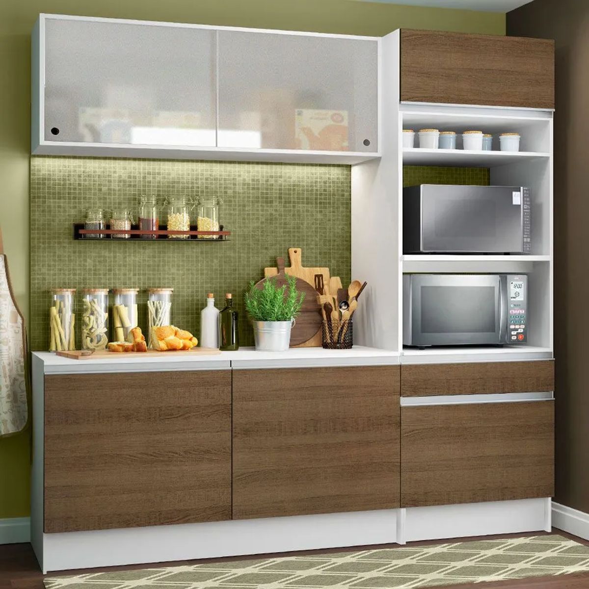 MADESA - Cocina Integral Topazio Pop 1.80 m con Encimera Blanco/Marrón