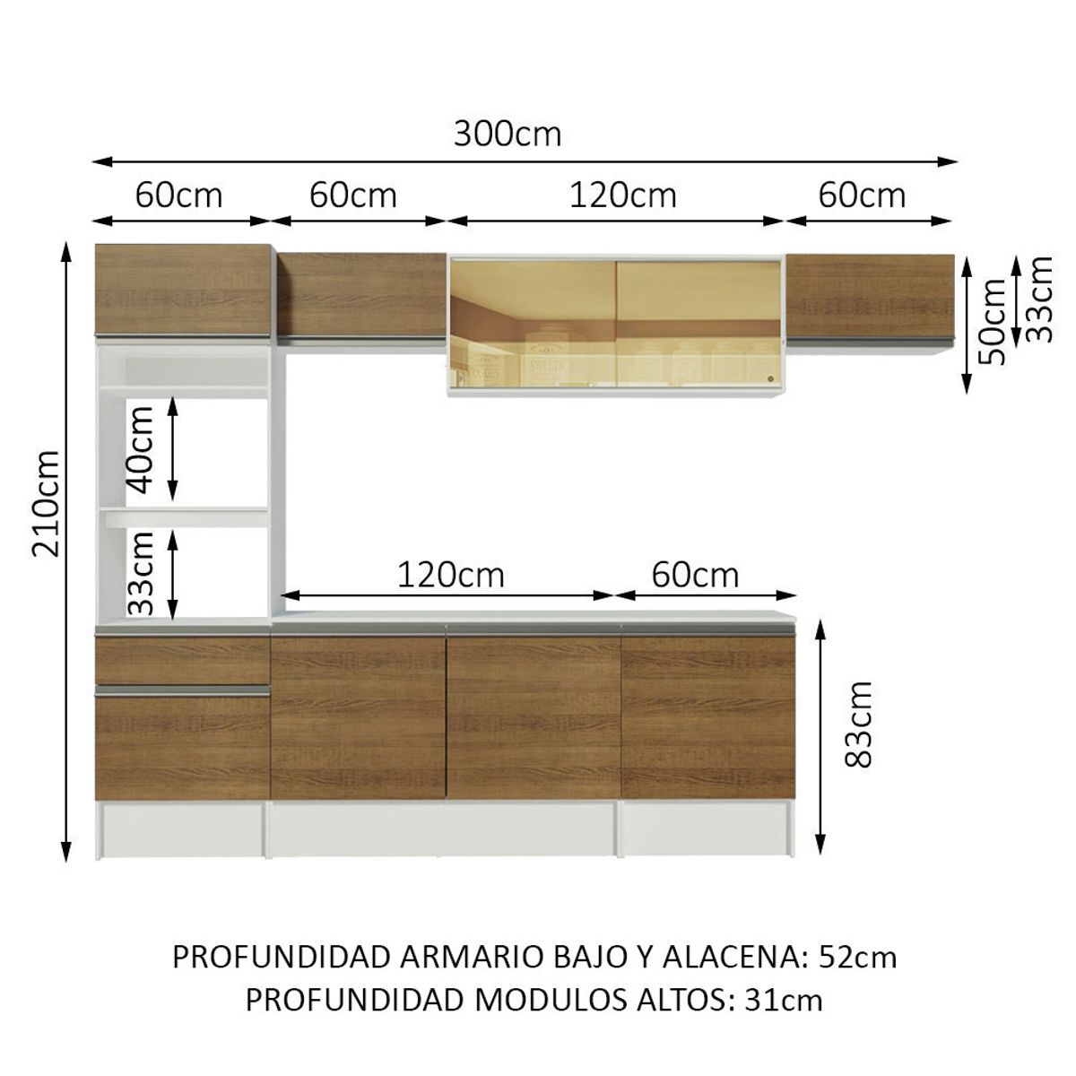 MADESA - Cocina Integral Diamante 3.00 m con Encimera