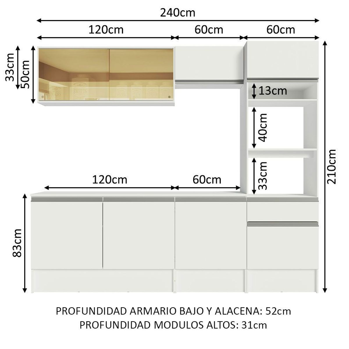MADESA - Cocina Integral Diamante 2.40 m con Encimera 06