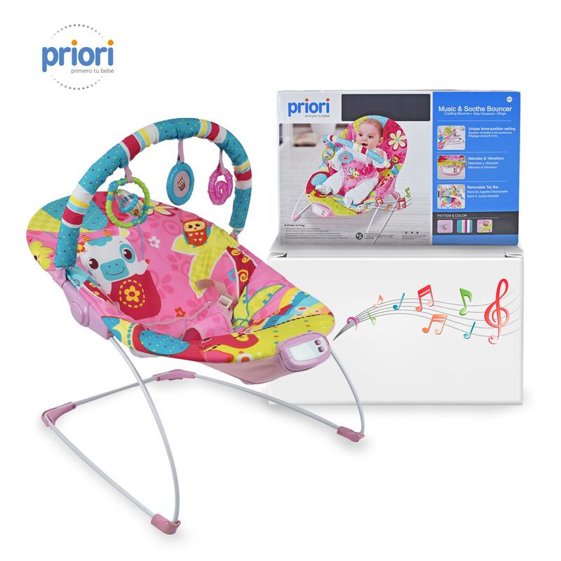 PRIORI - Silla Bouncer Bebé Musical PB2004 Priori Rosa