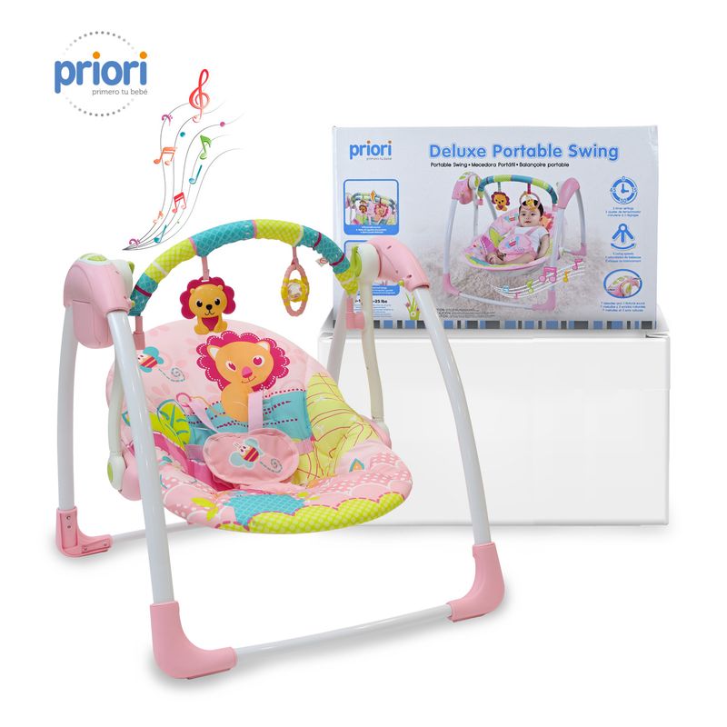 PRIORI - Columpio Mecedora Bebe Portátil PB2025 Priori Rosa