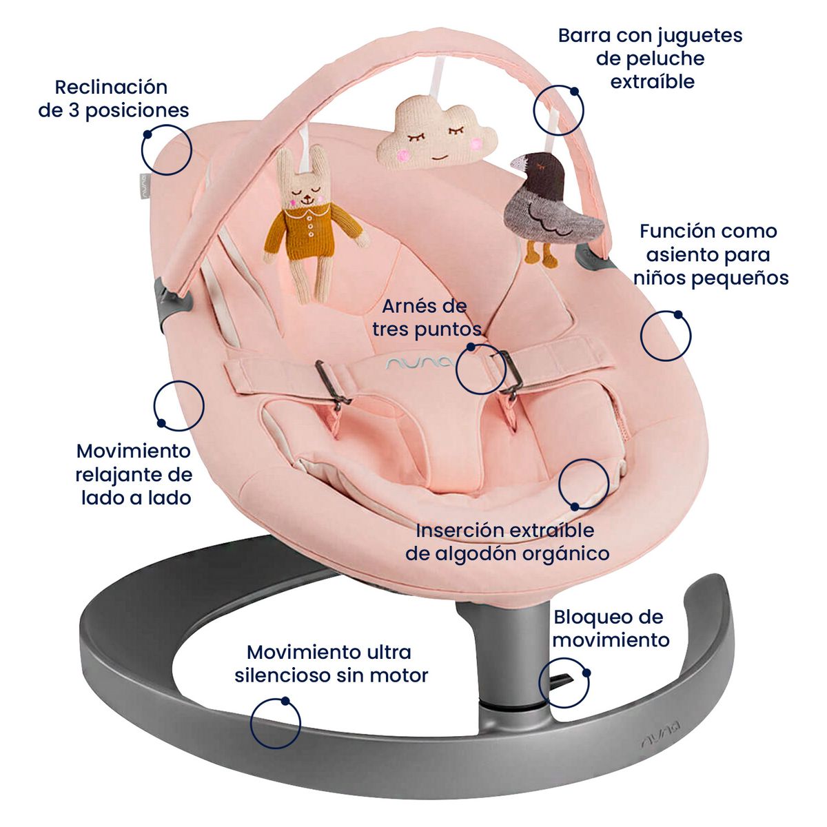 NUNA - Silla Mecedora Bebe Nuna Leaf Grow Peach