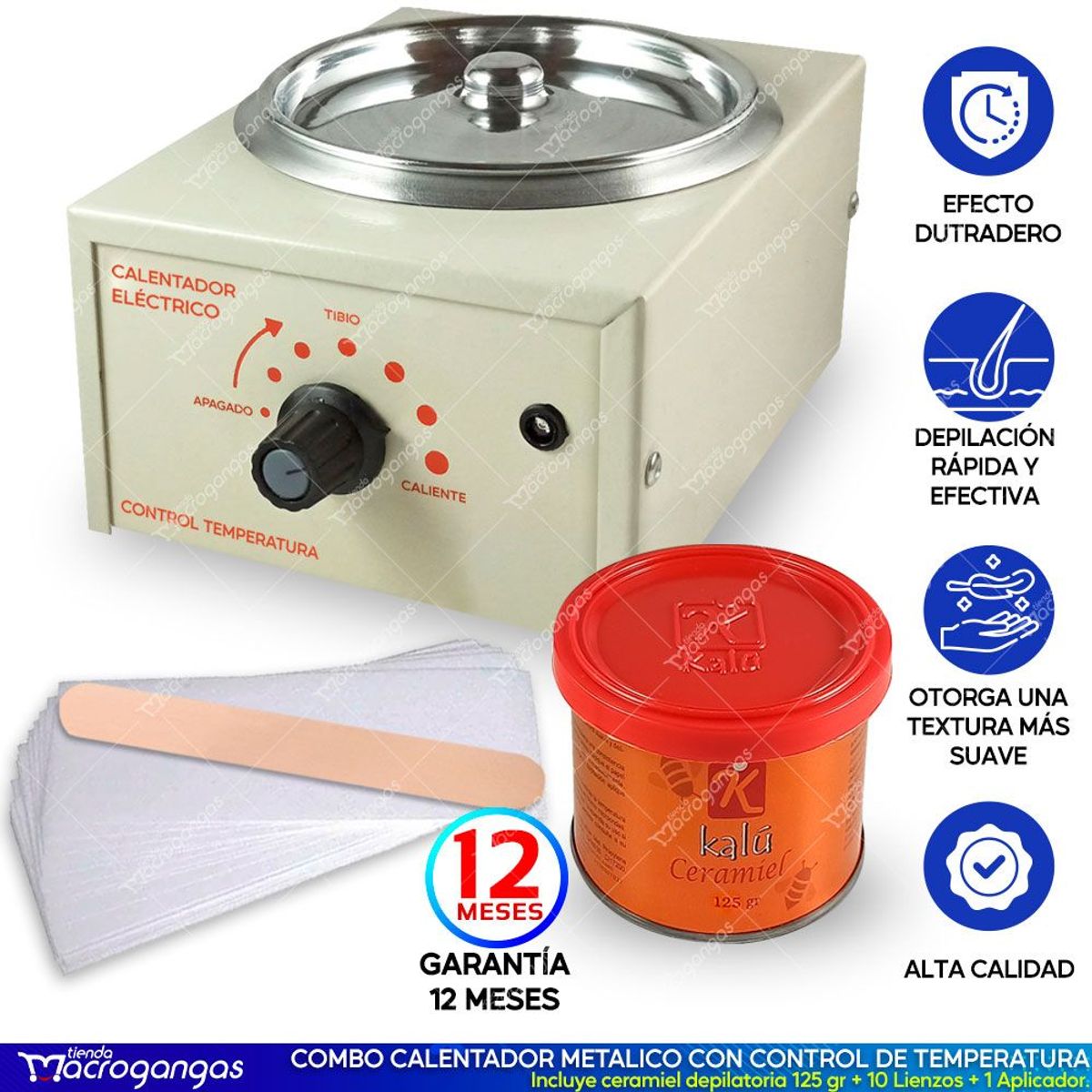 KALU - Olla Calentador Cera Depilatoria Ceramiel Y Lienzos