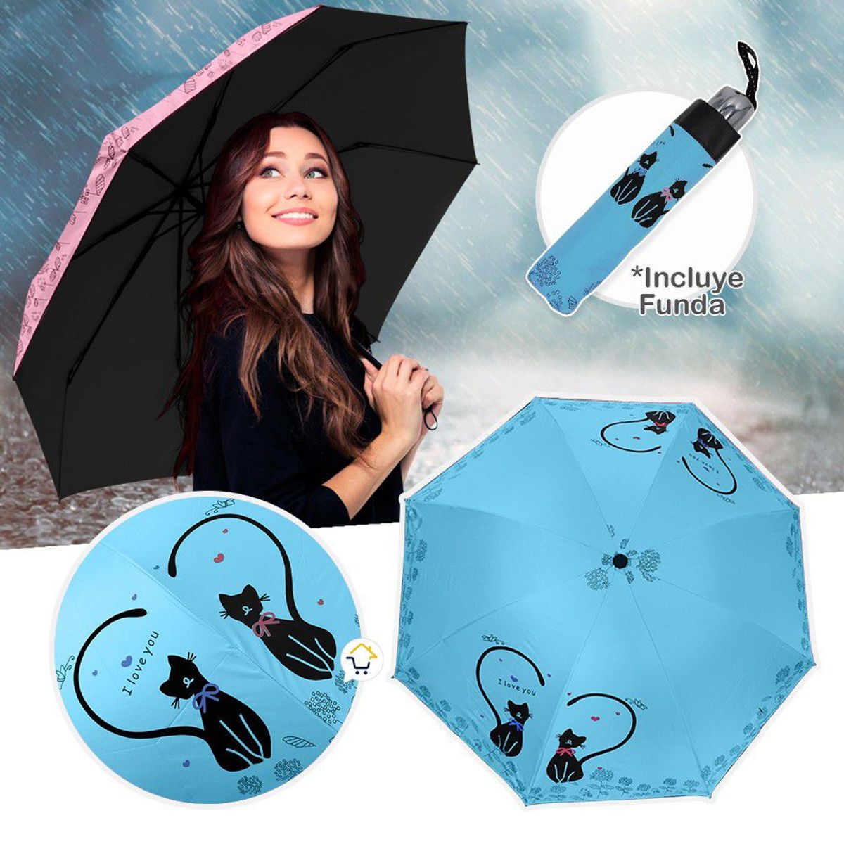 COMPRALOENCASA COM - Sombrilla gatos paraguas resistente protección filtro uv 035