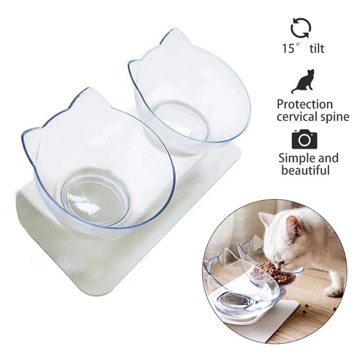 CATLIKE - Comedero Doble Ortopédico Cara De Gato