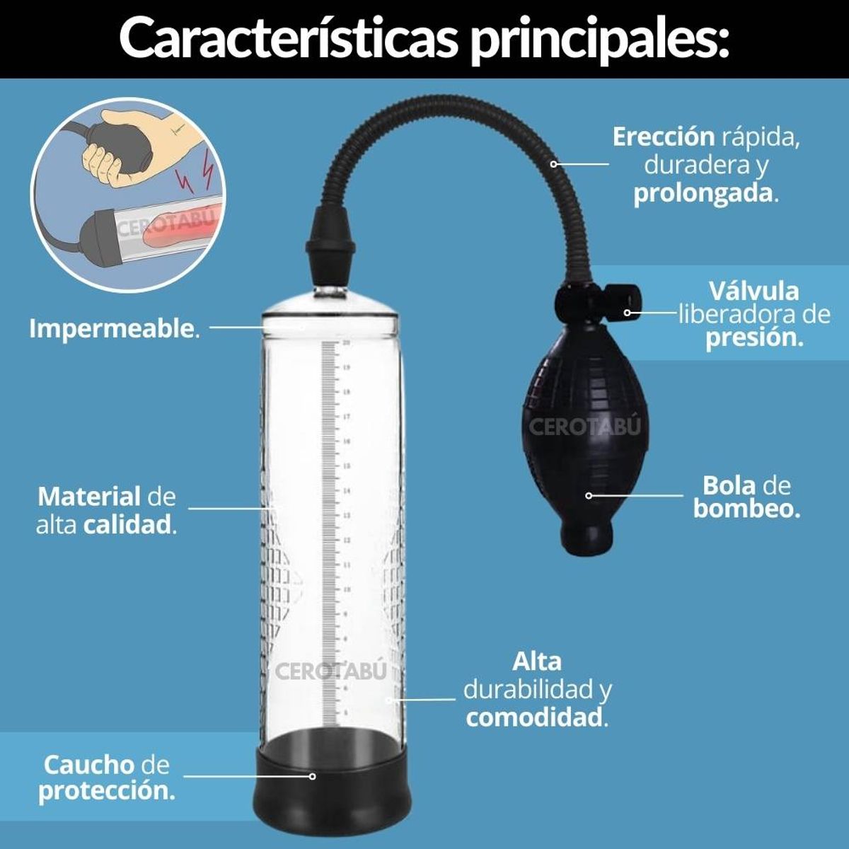 GENERICO - Bomba Succión Pene Crecimiento Alargador Masculino