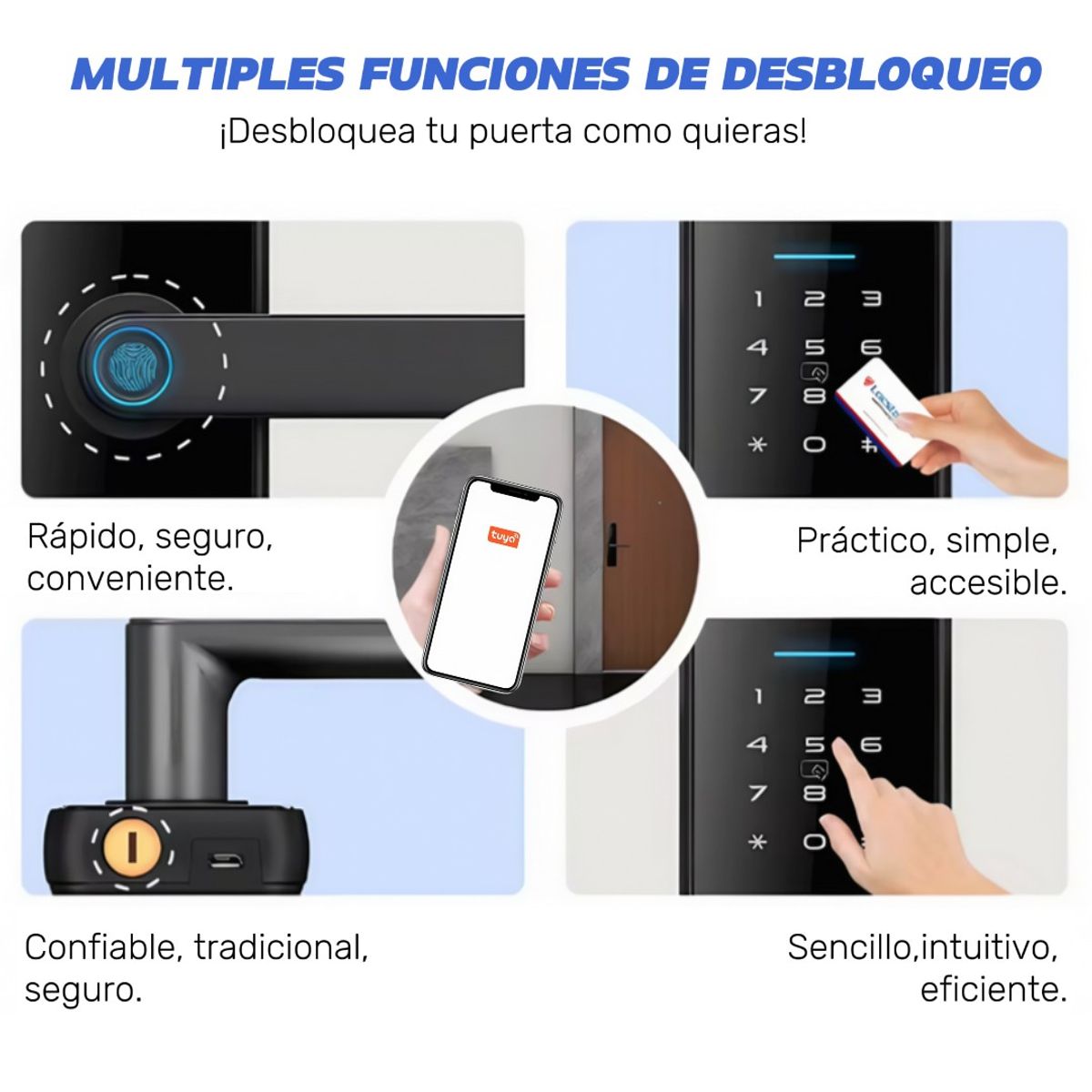 GENERICO - Cerradura Digital Chapa Inteligente Tuya Smart Huella- Wifi