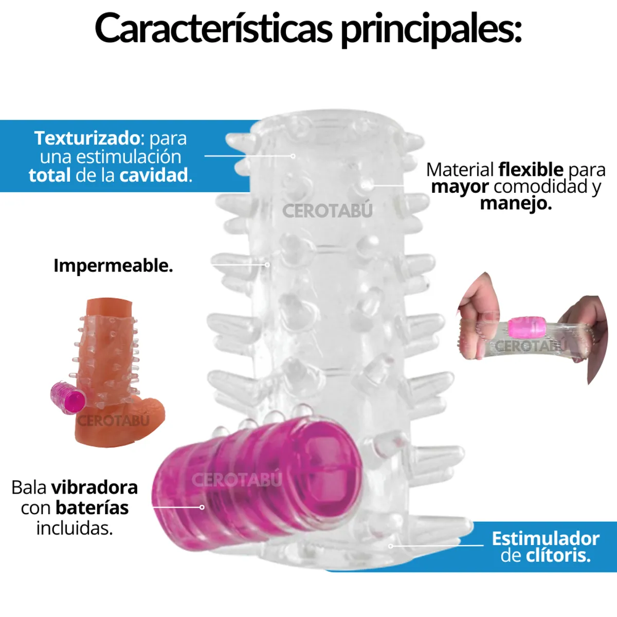 GENERICO - Anillo Vibrador Funda Para Pene Funda Para Dedos Masturbación Femenina-