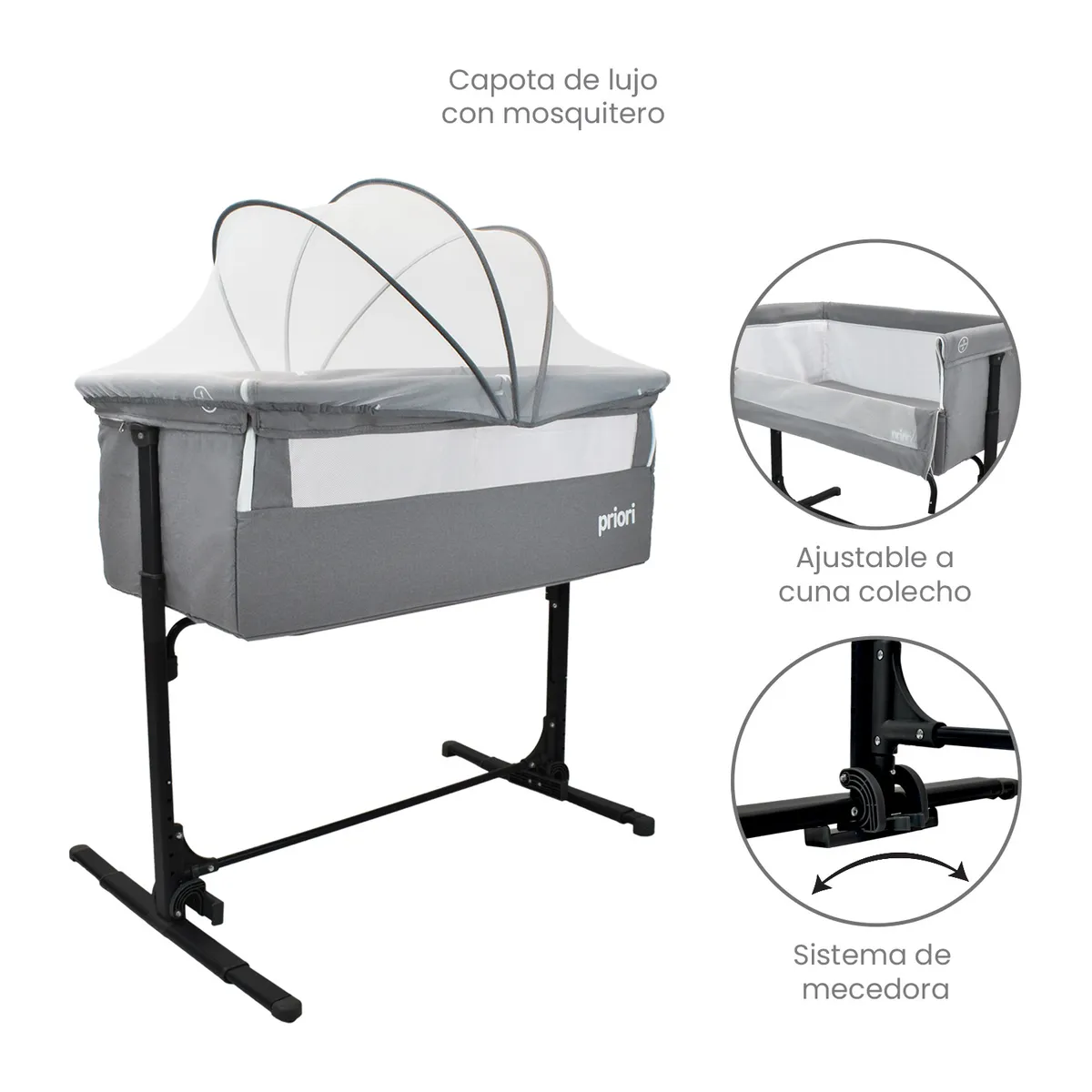 PRIORI - Cuna Colecho Bebé Golf Priori Gris