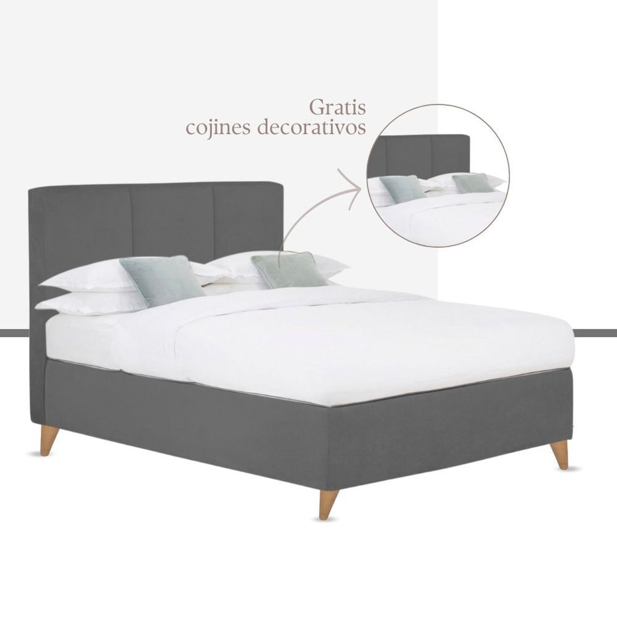 EKONOMODO COLOMBIA - Colchon Doble Pillow + Base Cama + Espaldar Pretty Gris Pla 140X190 Cm