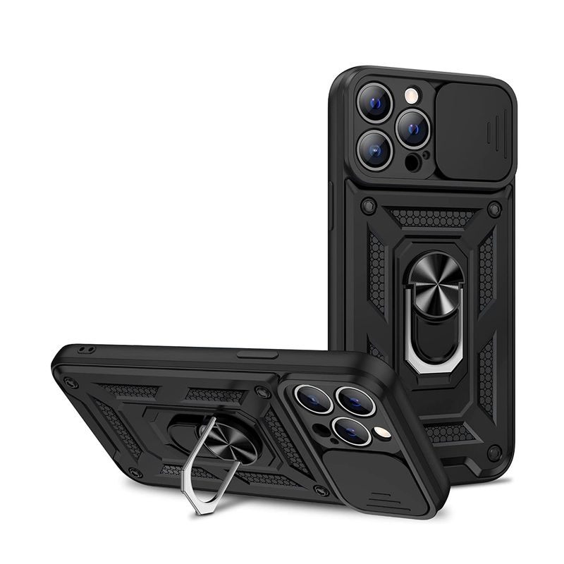 GENERICO - Funda Estuche Case Slider Compatible Con iPhone 15 Pro Max Negro