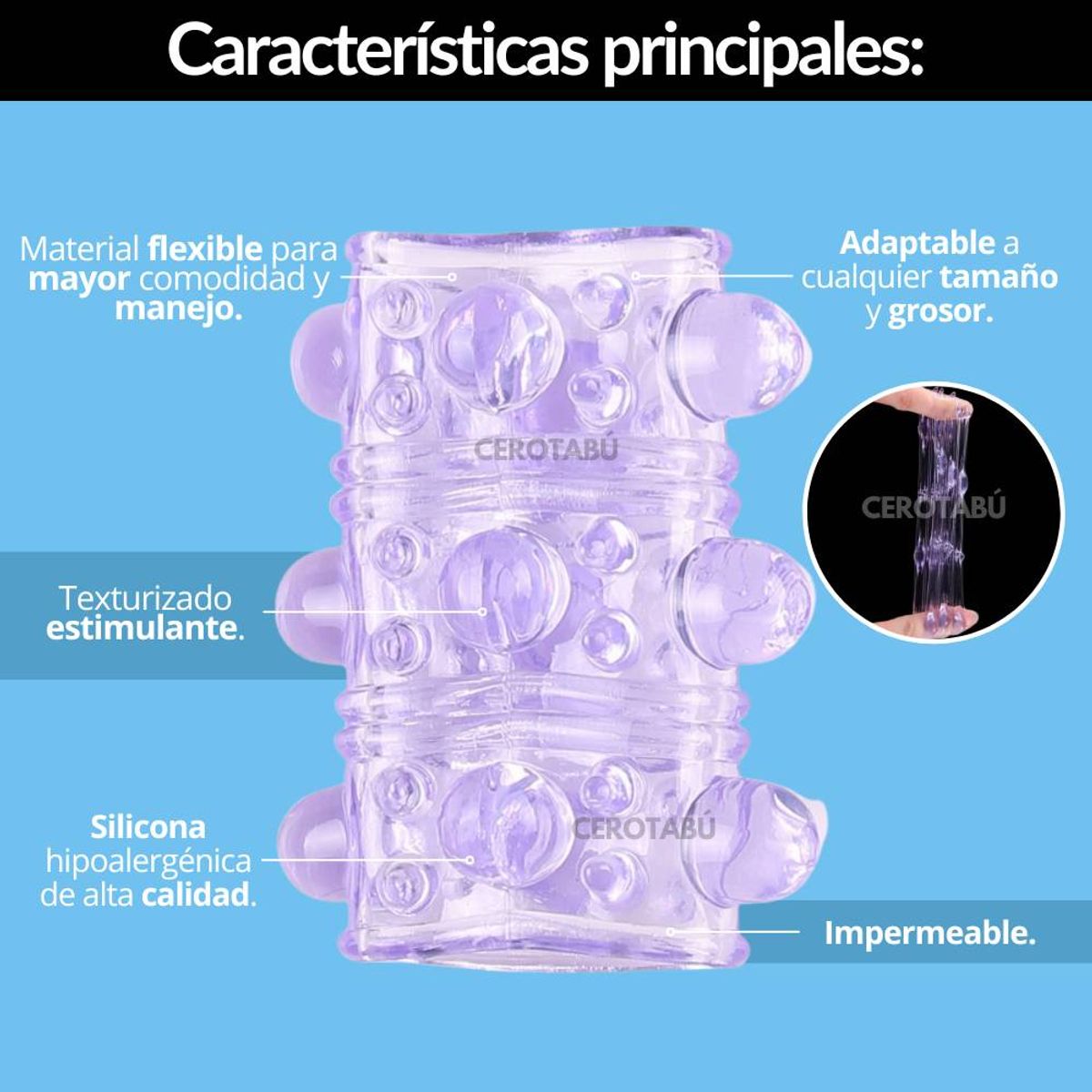 GENERICO - Funda Para Pene Anillo Retardante Masculino Texturizado