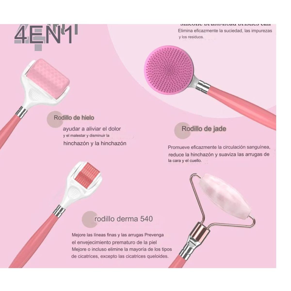 GENERICO - Masajeador rodillo facial cepillo Masaje 4 en 1