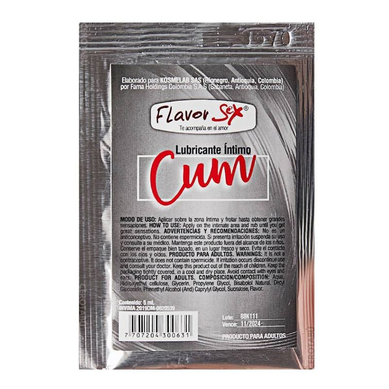 FLAVOR SEX - Lubricante Tipo CUM Simula Eyaculacion Webcam 5ML