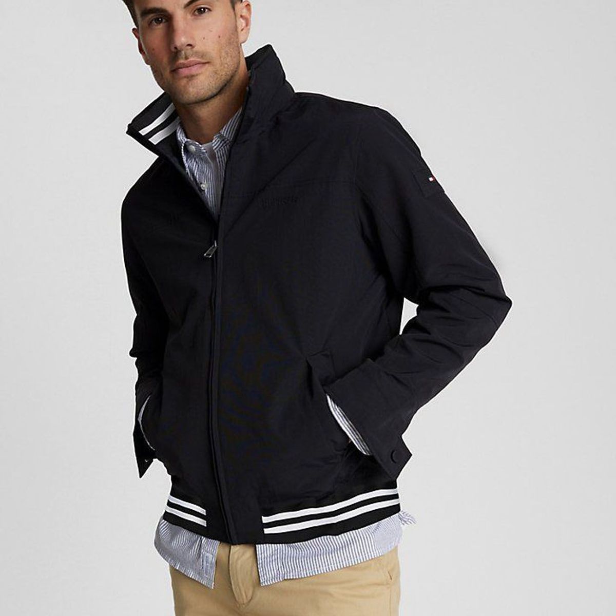TOMMY HILFIGER - Chaqueta Para Hombre Con Logo Y Cierre Hombre Negro Tommy Hilfiger