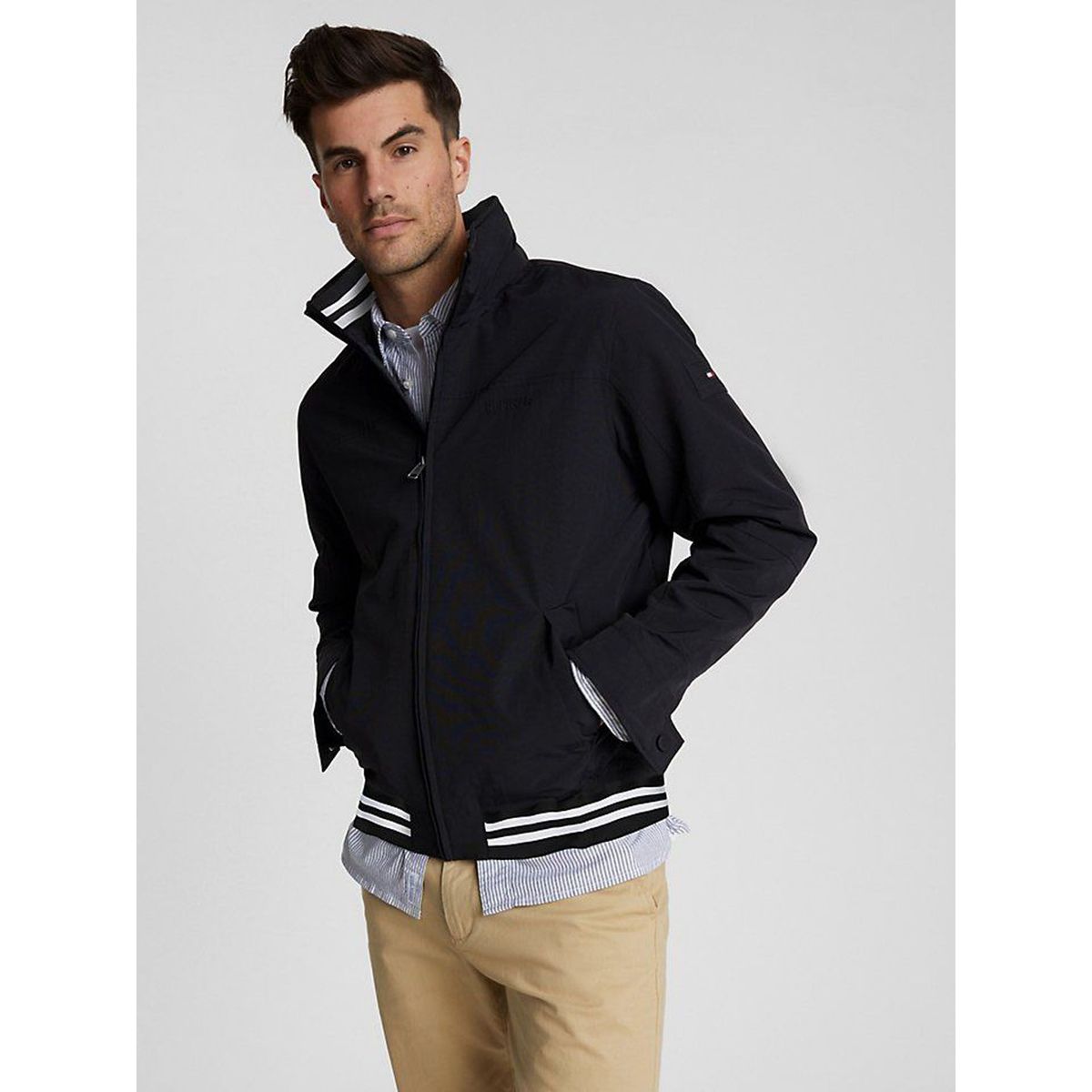 TOMMY HILFIGER - Chaqueta Para Hombre Con Logo Y Cierre Hombre Negro Tommy Hilfiger