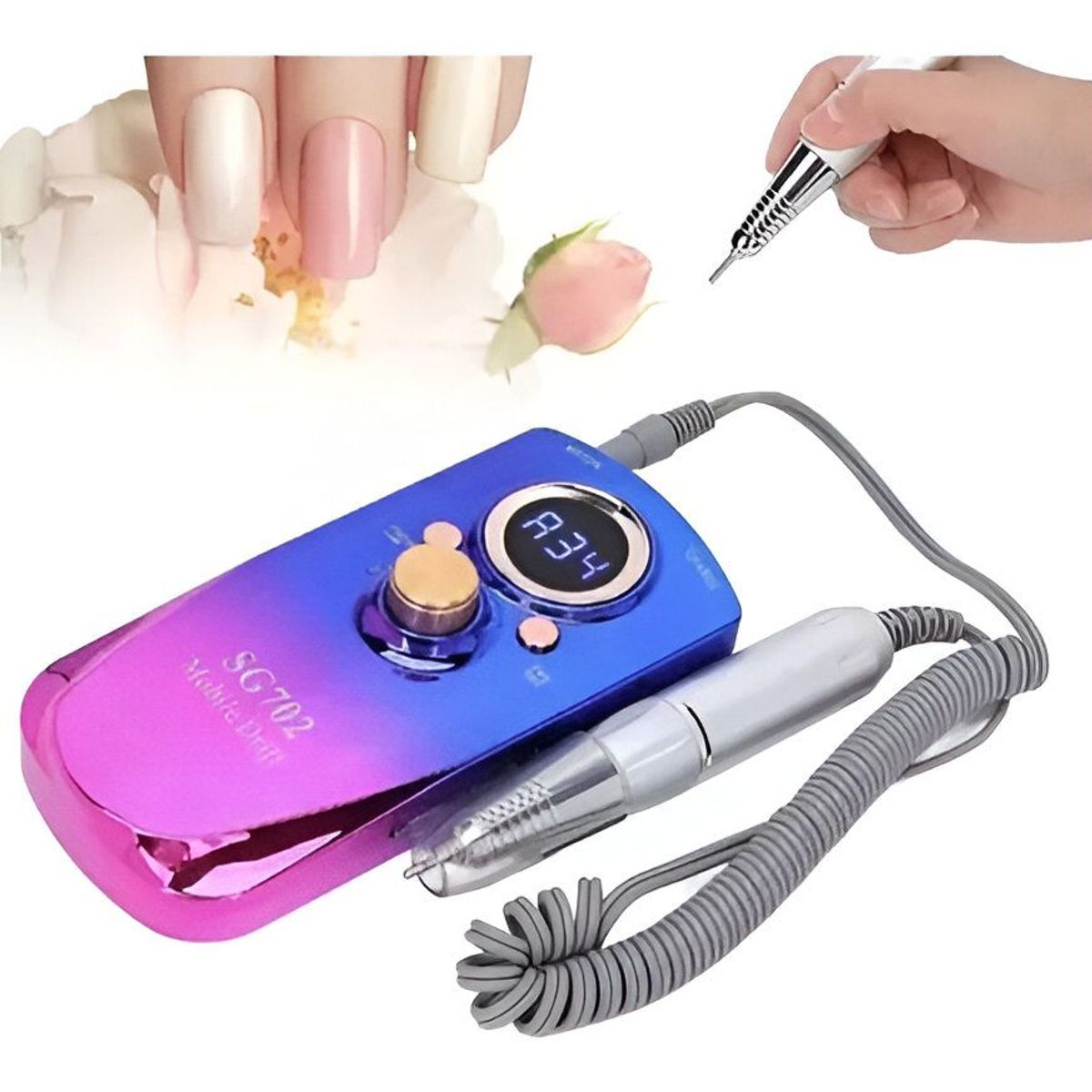 GENERICO - Pulidor Uñas Sg702 Portátil Recargable Inalámbrico Manicura