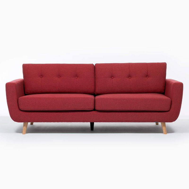 SOFA MARKET - Sofa Deluxe 3 Puestos Tela Rojo