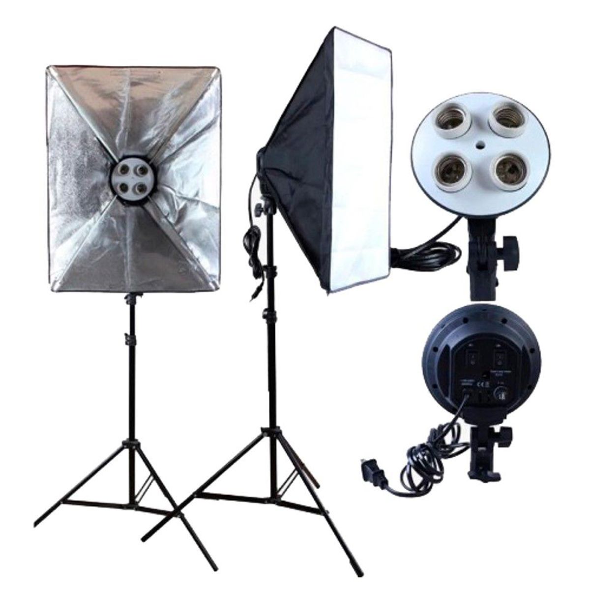 ILUV - Kit De Iluminación Softbox + Socket X 4 Bombillos + Tripode