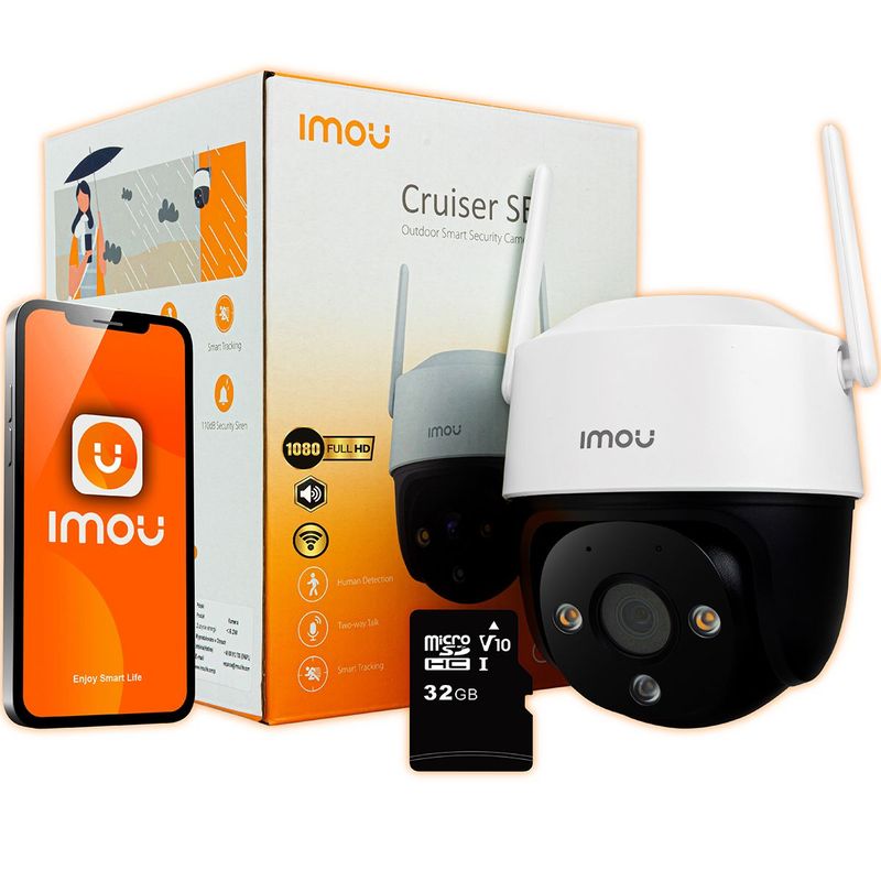 DAHUA - CÁMARA DE SEGURIDAD WIFI INTELIGENTE IMOU 2MP EXTERIOR LENTE MOVIL+MICROS SD32GB