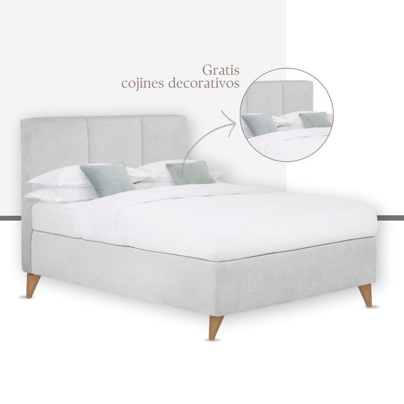 EKONOMODO COLOMBIA - Colchon Doble Pillow + Base cama + Espaldar Pretty Gris Plo 140x190 cm