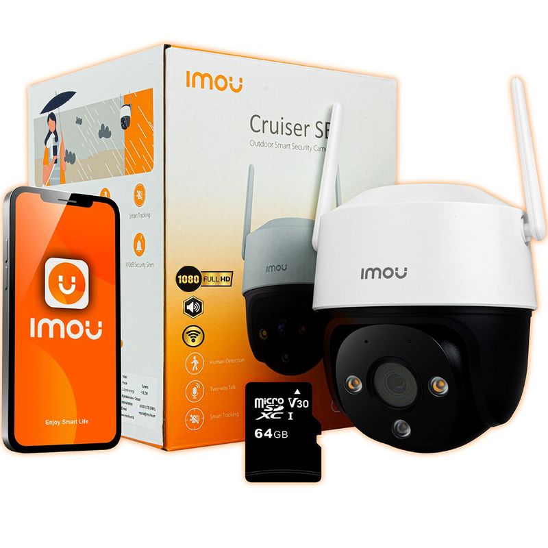 DAHUA - CÁMARA DE SEGURIDAD WIFI INTELIGENTE IMOU 4MP EXTERIOR LENTE MOVIL+MICRO SD64GB