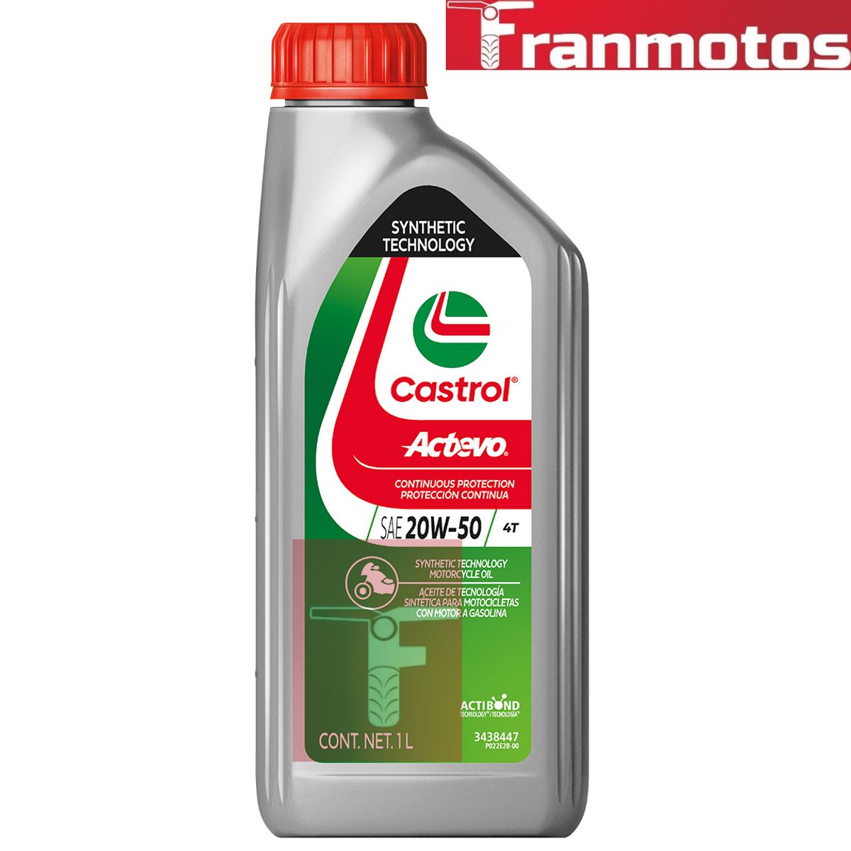 CASTROL - ACEITE CASTROL ACTEVO 20W50 TECNOLOGIA SINTETICA PREMIUM 1LT