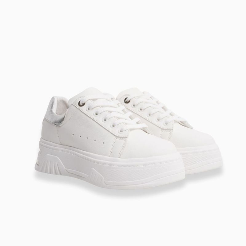CALZADO ADRENALINA - Tenis blancos con detalle plateado classic