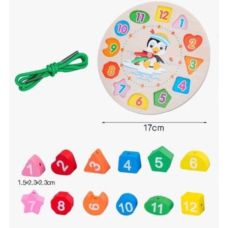 SWISSHOME DR HOFFMAN - RELOJ PARA ENCAJAR Y ENHEBRAR JUEGO PARA NIÑOS +3 AÑOS